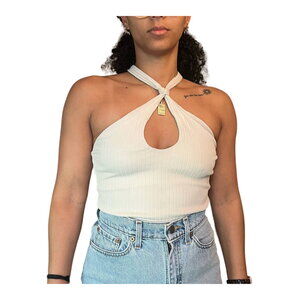 Zara Tan Cross neck Tank Bodysuit